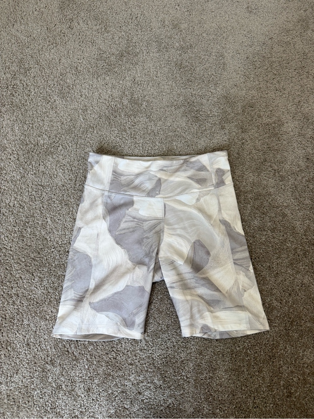 all in motion High-Waist Marble-Pattern Bike Shorts - Gray & White